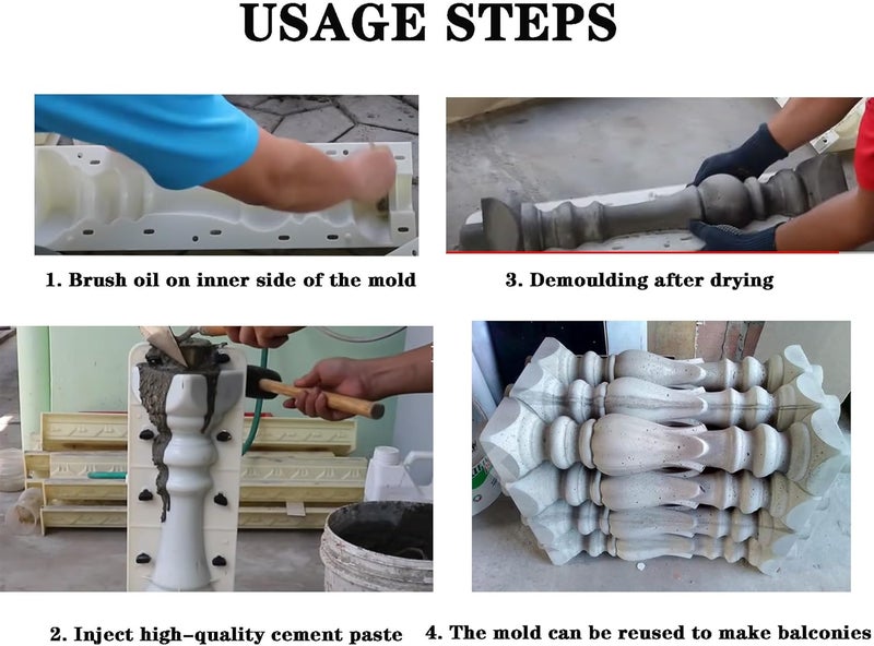 EAIVENY Prefabricated ABS Balcony Mold,Concrete Balustrade Mold Concrete Formwork for Outdoor Construction, DIY Home Improvement, Easy Installation and Reusable Design (Style 13) - Image 1